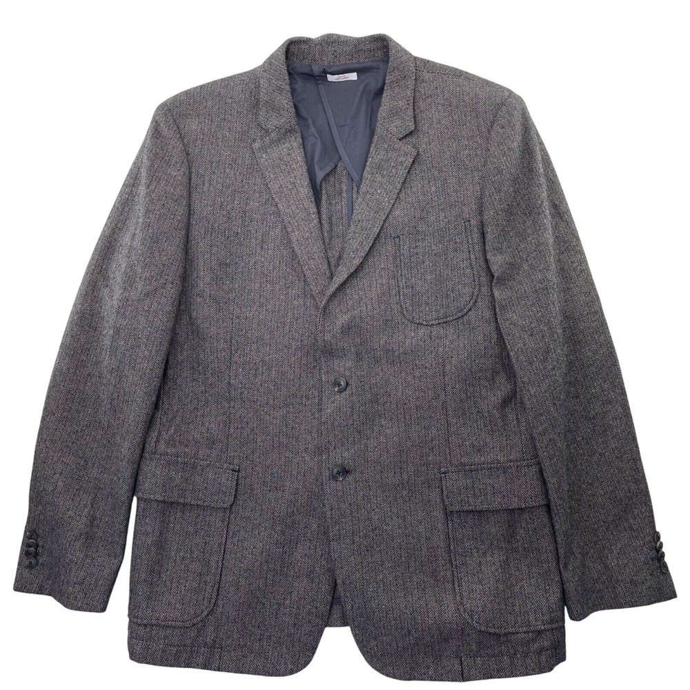 Merona Sport Coat Mens XL Slim Fit Brown‎ Herringbone 100% Cotton Partial Lining